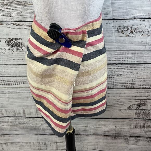 J Crew Skirt size 8 Black Red Gold Sparkle Stripes Short Straight Dancing Slim - Picture 5 of 6